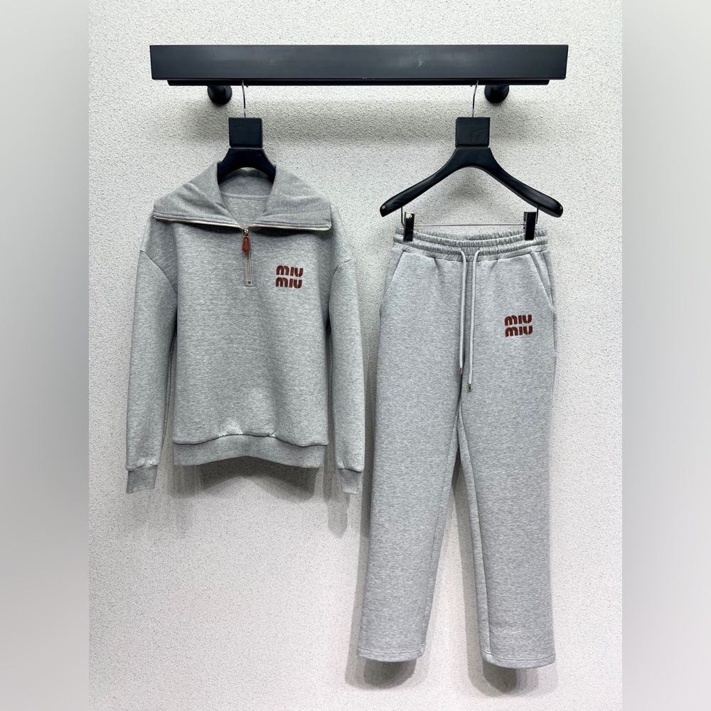 Miu Miu Gray Sweatshirt and Pants Set